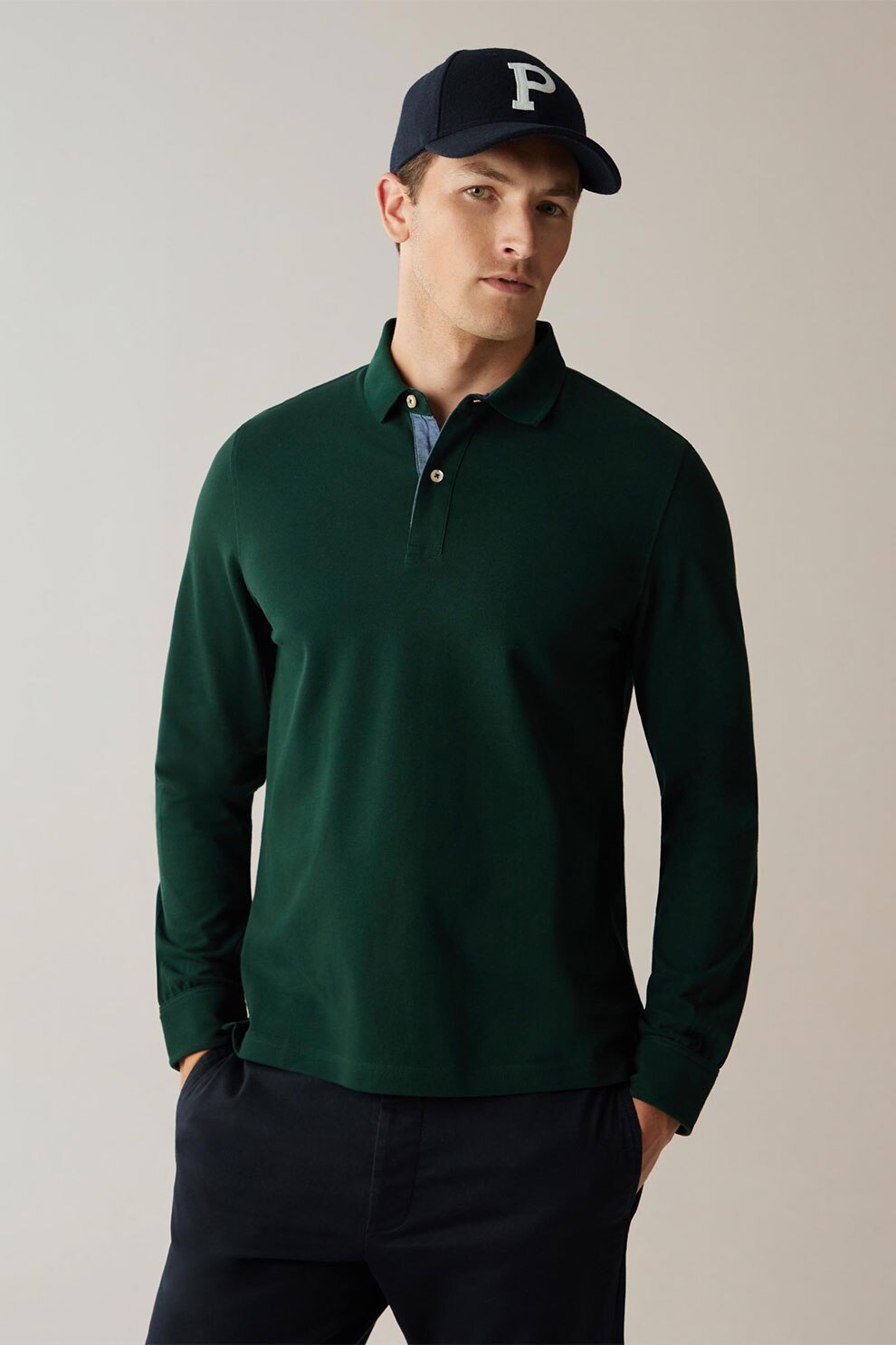OVS, Bluza polo regular fit din bumbac, Verde forest, S