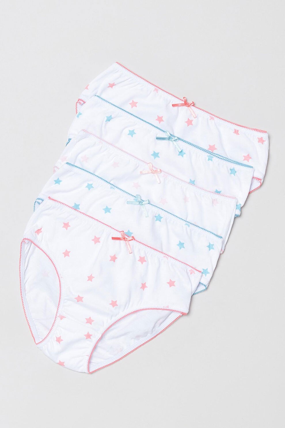 OVS, Set de chiloti din bumbac cu model cu stele - 5 perechi, Alb optic