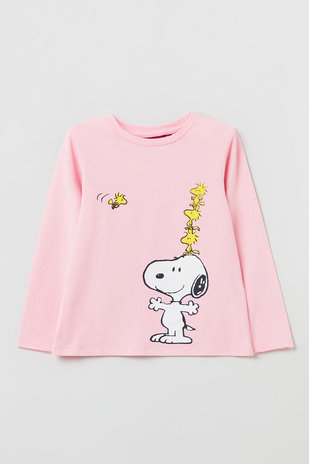 OVS, Bluza din amestec de bumbac cu imprimeu cu Snoopy, Roz pastel