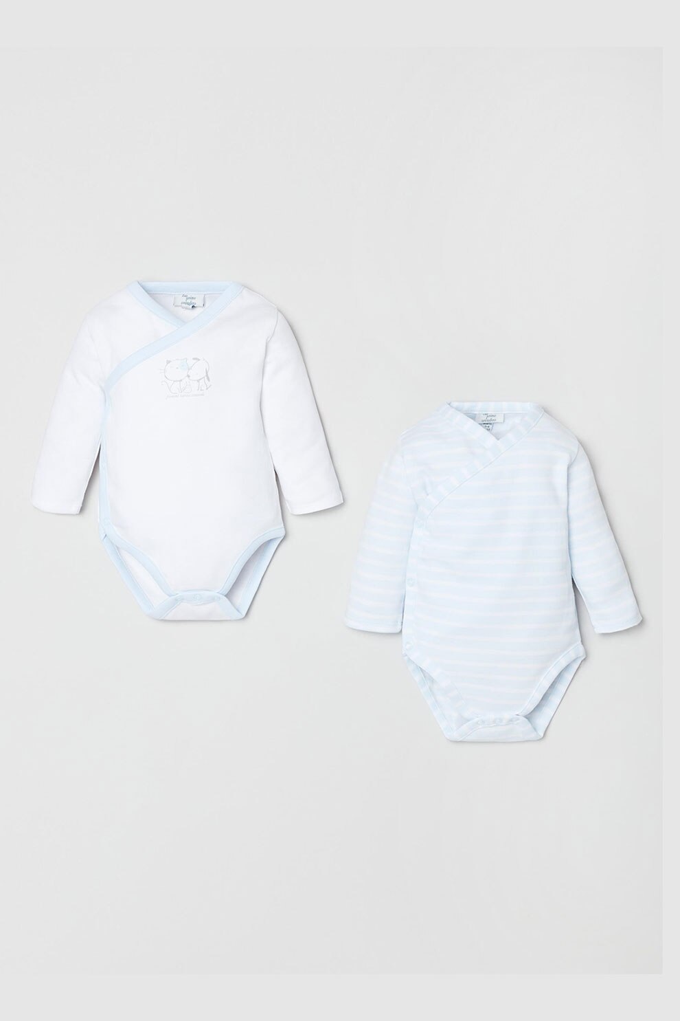 OVS, Set de body-uri cu model uni si dungi - 2 piese, Alb optic