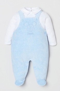 OVS, Set de bluza si salopeta cu botosei - 2 piese, Albastru pastel OVS, Set de bluza si salopeta cu botosei - 2 piese, Albastru pastel