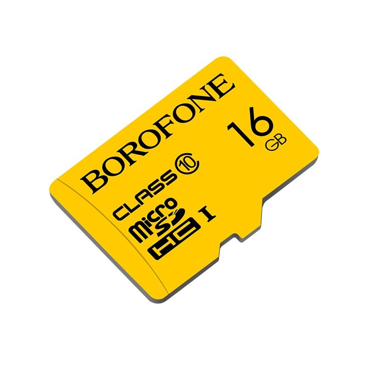 Карта памет Borofone, HC UHS-I Class10 Micro-SD, 16 GB, жълта