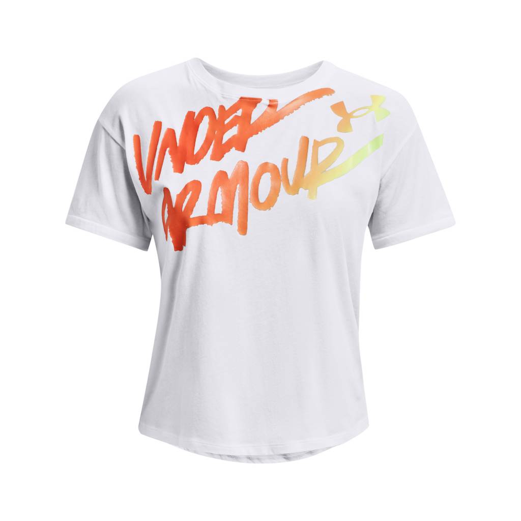 Tricou sport Under Armour, Tricou grafic, Bumbac, Alb
