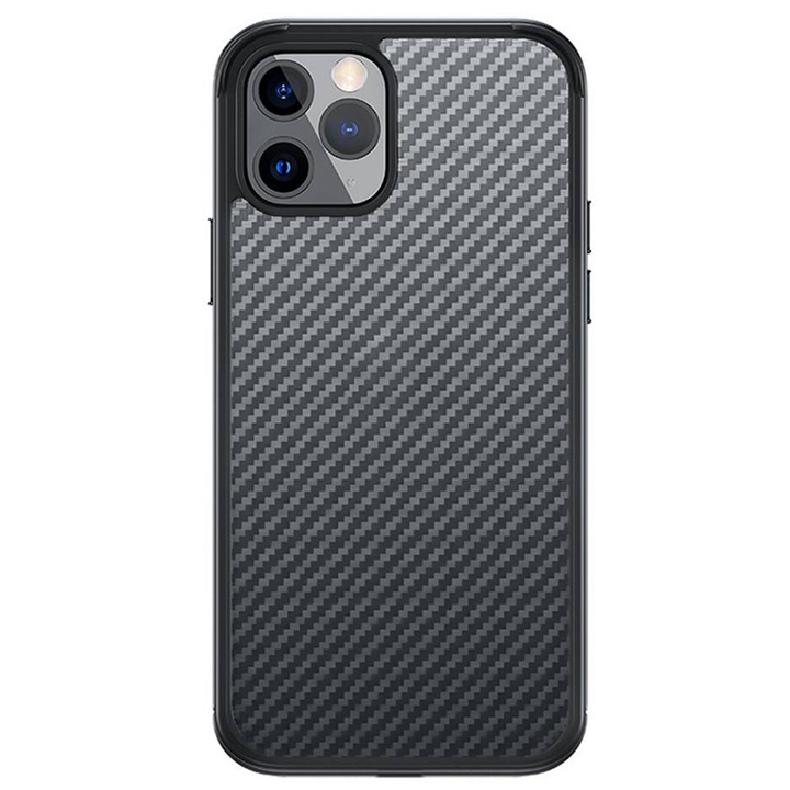 Husa pentru Apple iPhone 12 Pro Max, New Premium Carbon Design, Top Hybrid Shield, Tech Protection, Negru