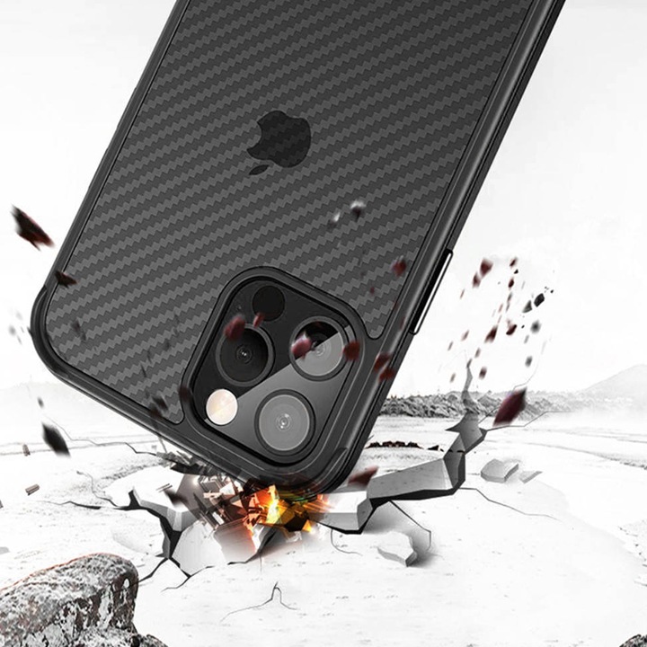 Калъф за Apple iPhone 13, New Premium Carbon Design, Top Hybrid Shield, Aziao Tech Protection, черен