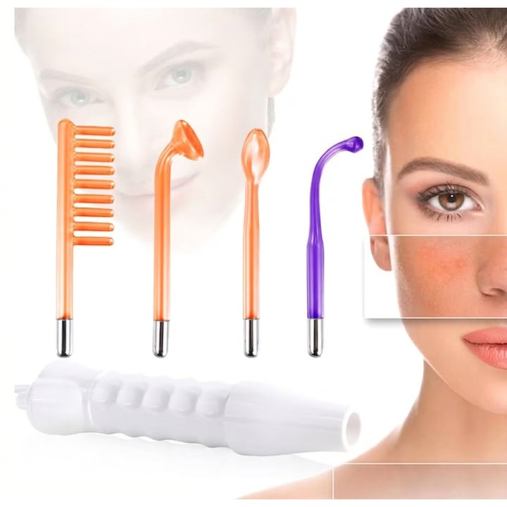 Electroderm, LittleDomi, Tratament cu Frecventa Inalta pentru Acnee, Riduri, Controlul Petelor, Cearcane, Ten, Par Seboreic, Stimulator Scalp, Infrumusetare, Biostimulare Faciala, Lifting, Alb