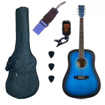 Set chitara SX SD104BUS Basic2 albastru mat sunburst dreadnought Set chitara SX SD104BUS Basic2 albastru mat sunburst dreadnought