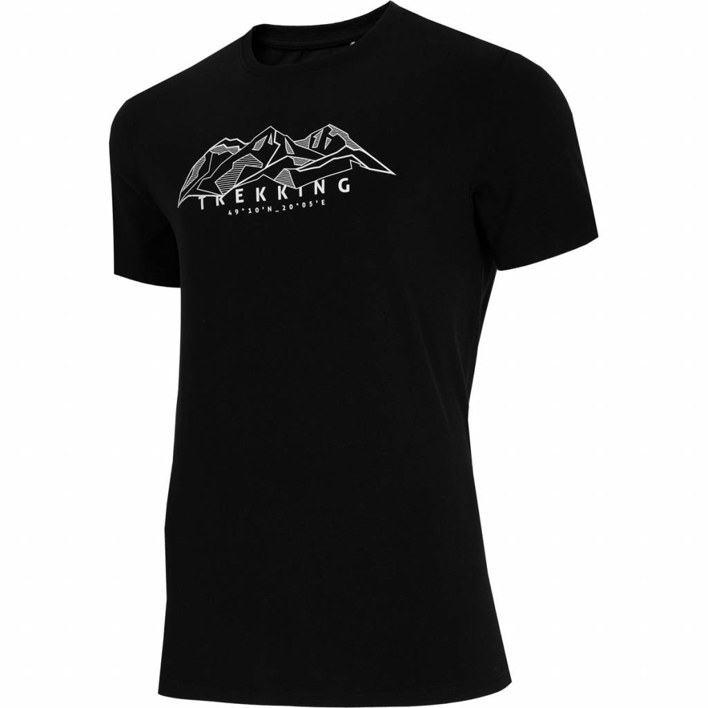 Tricou barbati 4F, H4L21-TSM062, Bumbac, Negru, XL