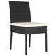 Set de 4 scaune de bucatarie cu perne, vidaXL, Poliratan, 57 x 44 x 88 cm, Negru/Perne crem
