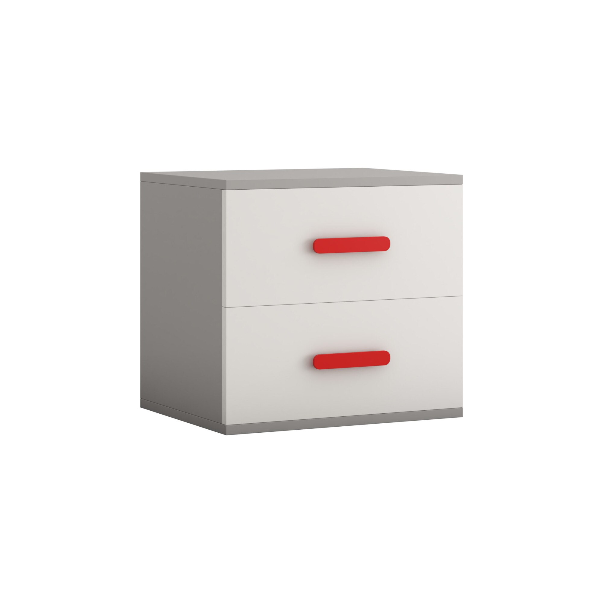 Noptiera Didi, alb/rosu, 55x51x44 cm