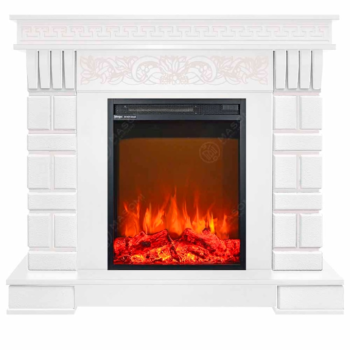 Eлектрическа камина MASOMI, Norton 23 & Miriam-18' 1600 W, Бяло дърво, 111*99*30 cm
