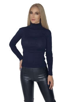 Bluza Olive cu guler rulat, Bleumarin, S-M Bluza Olive cu guler rulat, Bleumarin, S-M