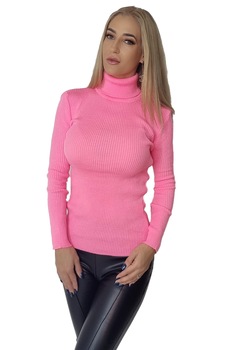 Bluza Olive cu guler rulat, Roz, S-M Bluza Olive cu guler rulat, Roz, S-M