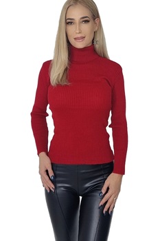 Bluza Olive cu guler rulat, Rosu, S-M Bluza Olive cu guler rulat, Rosu, S-M