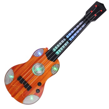 Chitara de jucarie maro din PVC cu LED-uri, electrica, 53 de cm Chitara de jucarie maro din PVC cu LED-uri, electrica, 53 de cm