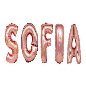 Set Baloane Litere Nume Sofia , Roz gold , 40Cm Set Baloane Litere Nume Sofia , Roz gold , 40Cm