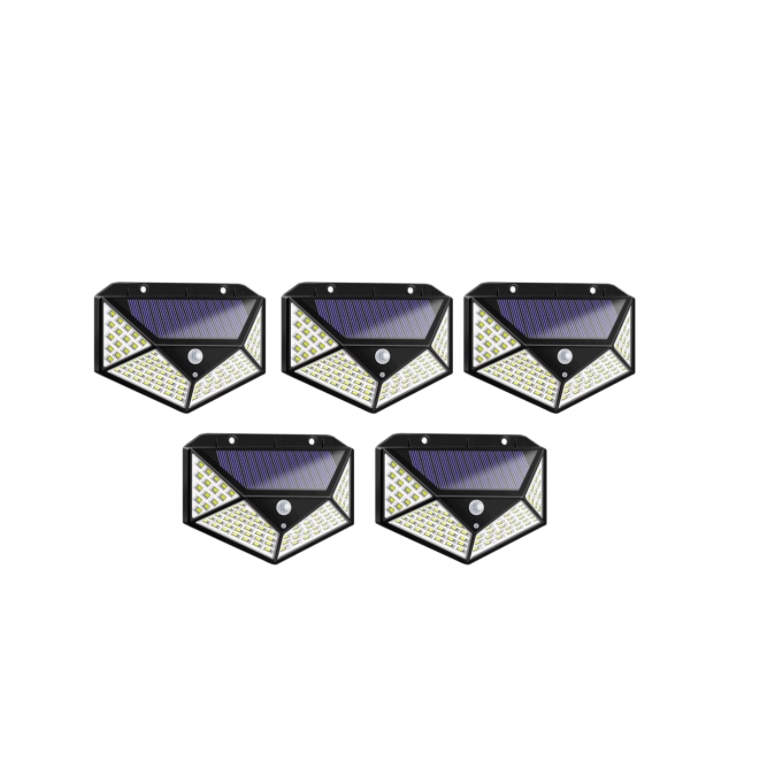 Set 5 lampi de exterior cu 100 LED uri cu incarcare solara si senzor de miscare JRH®