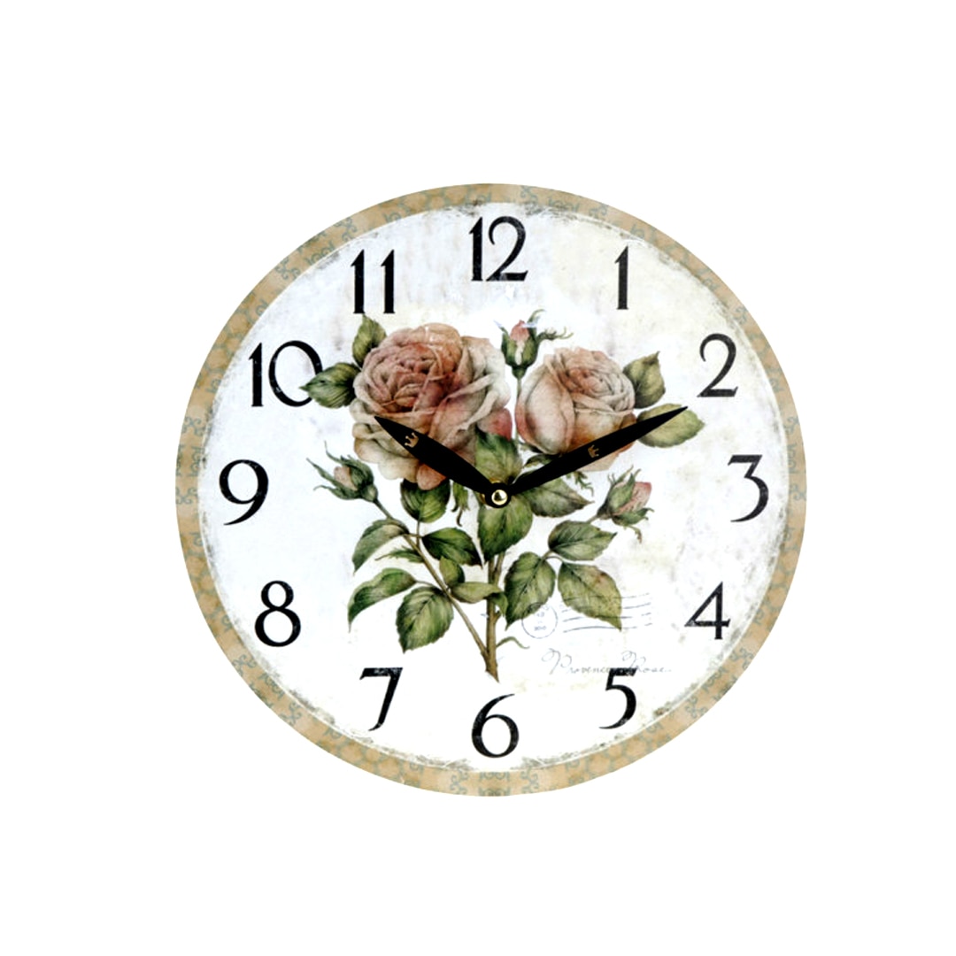 Ceas MDF diametru 28 cm cu trandafiri