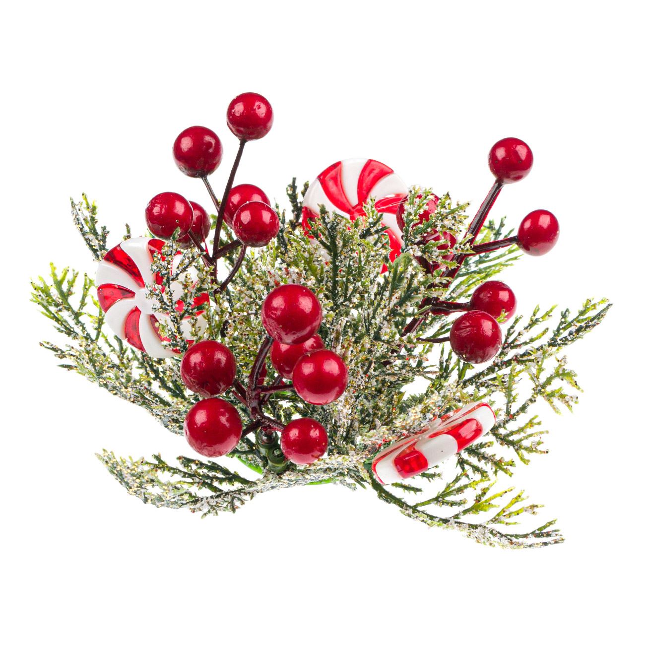 Aranjament decorativ pentru masa de Craciun, model coronita cu efect de ninsoare si acadele, 18 cm, Multicolor