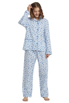 Pijama Dama Finet GLOBAL, Alb / Albastru