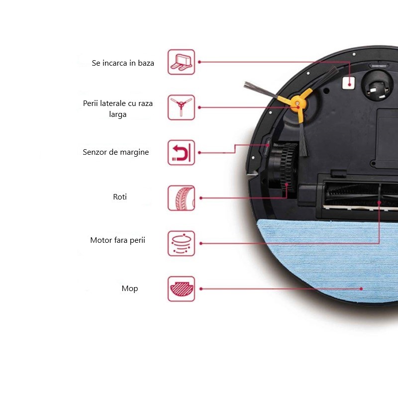 Aspirator robot cu mop, telecomanda si Tuya Smart App, Bass Polska 10331