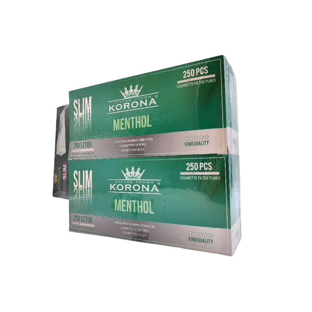 Set 2 cutii x 250 tuburi tigari Korona Slim Menthol si injector tutun Korona Slim
