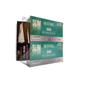 Set 2 cutii x 120 tuburi tigari Korona Slim Menthol si injector tutun Korona Slim Set 2 cutii x 120 tuburi tigari Korona Slim Menthol si injector tutun Korona Slim