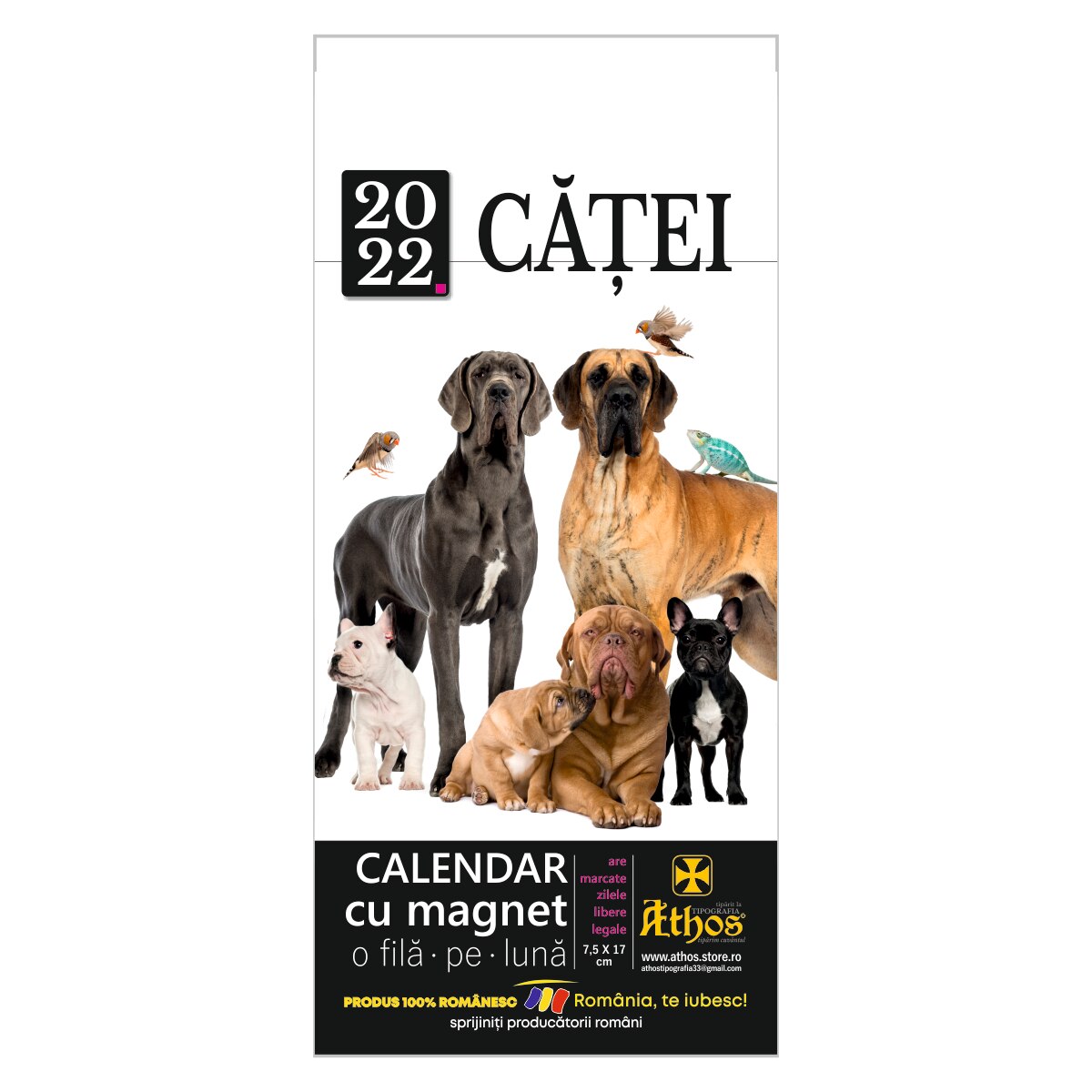Calendar cu magnet 2022, Catei, 7,5x17 cm