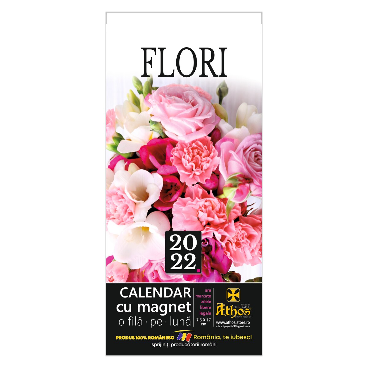Calendar cu magnet 2022, Flori, 7,5x17 cm