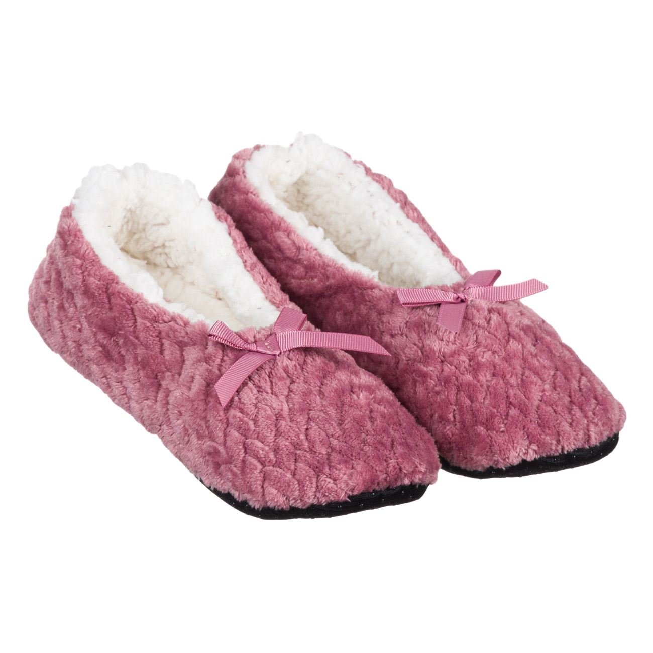 Papuci de Casa Imblaniti, model Balerini cu Fundita, Talpa Antiderapanta, Marime 36-38, Roz Pudra