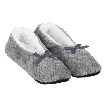 Papuci de Casa Imblaniti, model Balerini cu Fundita, Talpa Antiderapanta, Marime 39-41, Gri/Alb Papuci de Casa Imblaniti, model Balerini cu Fundita, Talpa Antiderapanta, Marime 39-41, Gri/Alb