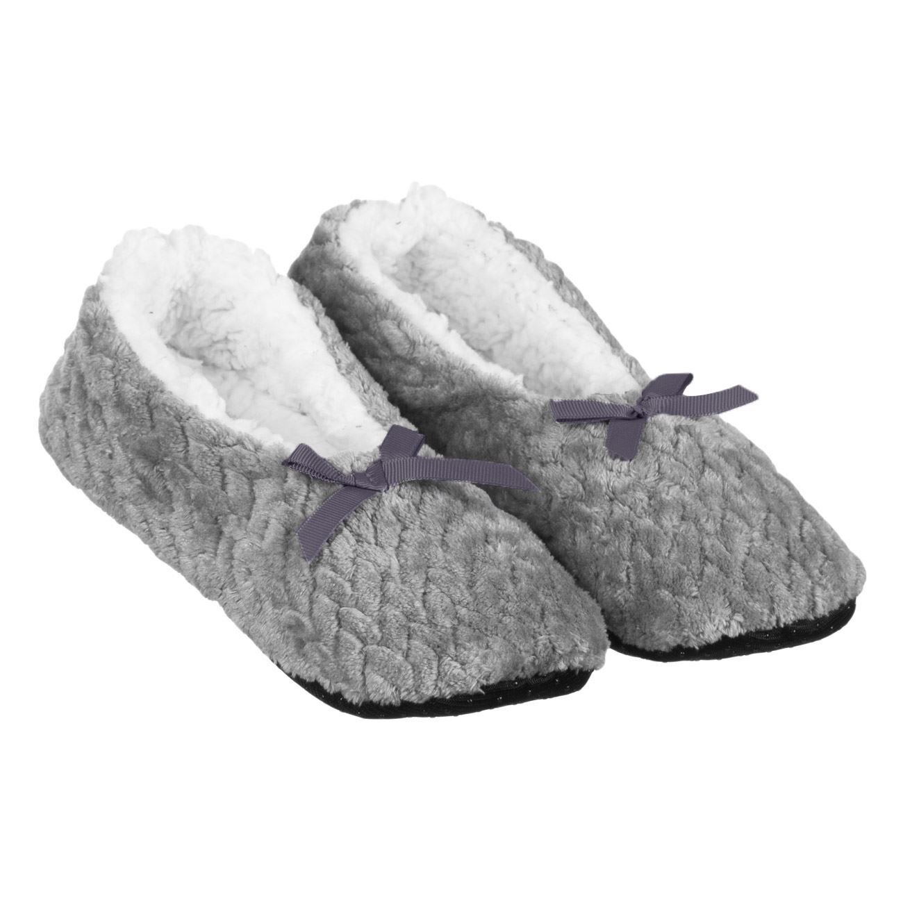 Papuci de Casa Imblaniti, model Balerini cu Fundita, Talpa Antiderapanta, Gri, 37