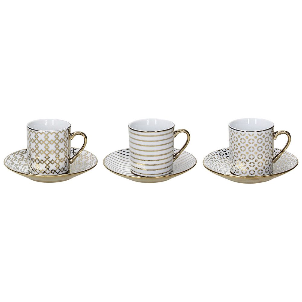 Set 6 cesti cafea 70 ml cu 6 farfurii - Empire Oro