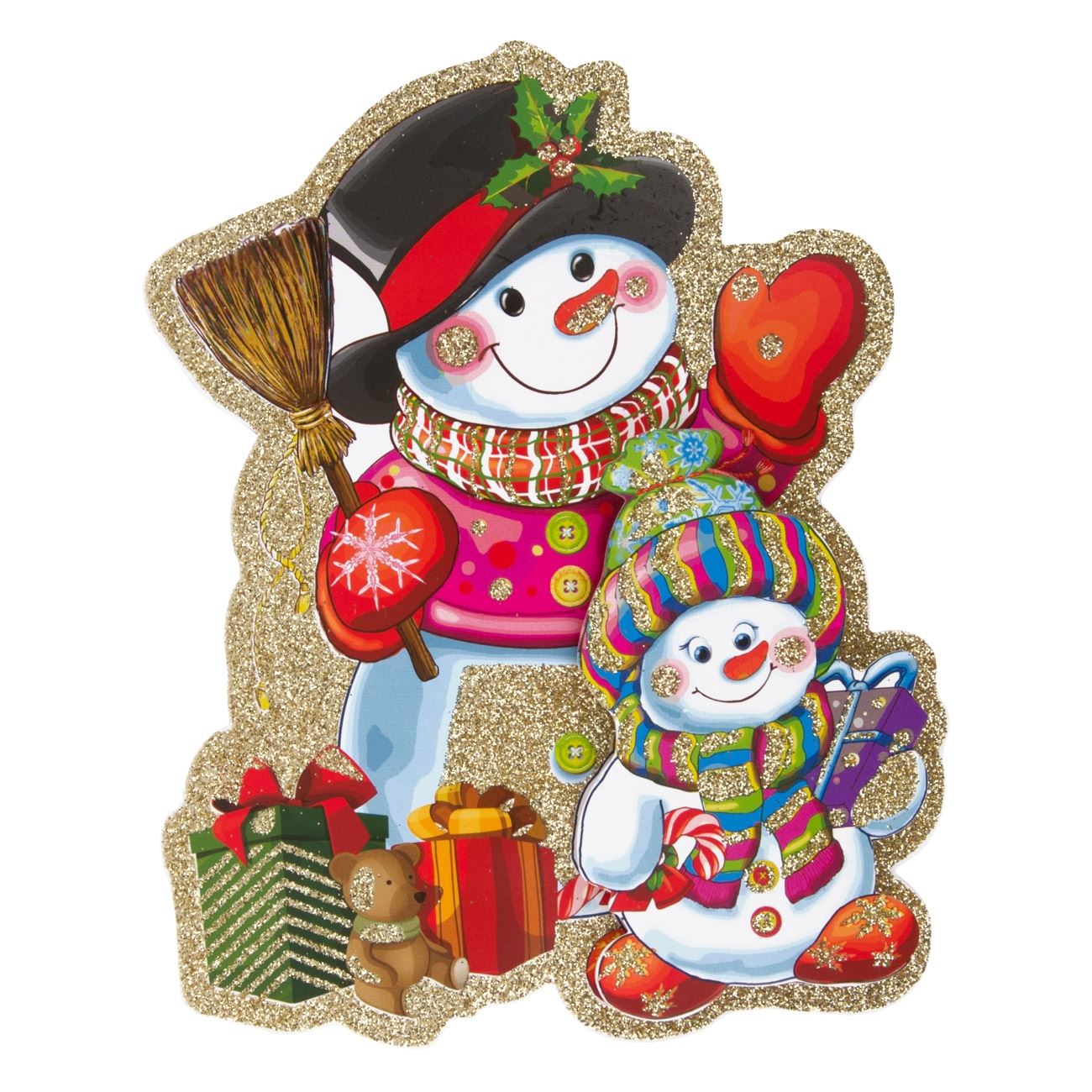 Sticker decorativ, Zola®, pentru sarbatori, model cu Om de zapada, 3D 15x19 cm