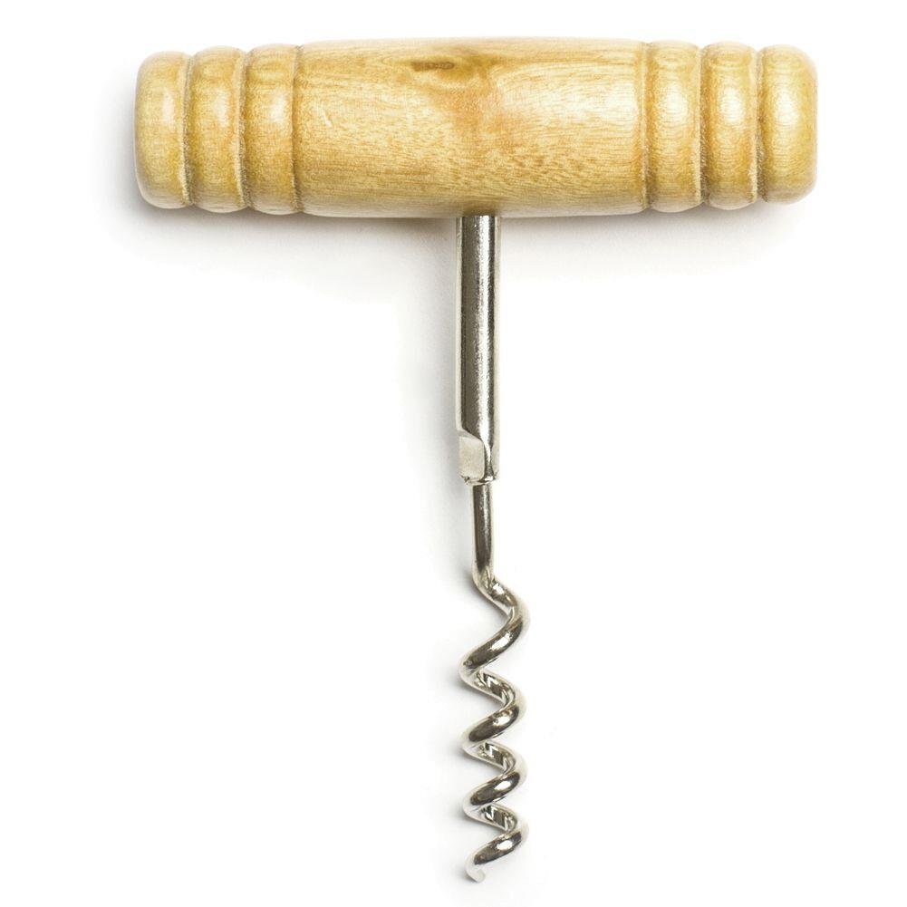 Tirbuson sticla de vin Orion, Maner lemn, Maro/Argintiu