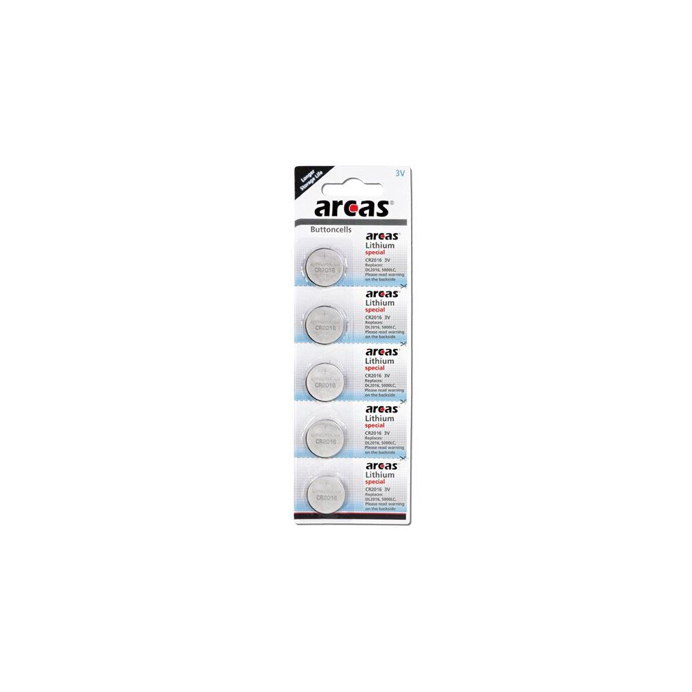 Set 5 baterii plata cu litiu arcas cr2016 3v 1x Blister