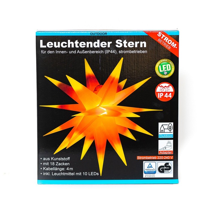 Instalatie lumini Craciun TopCent, Diametru 50cm, Alimentat prin adaptor, Galben, Rosu