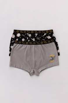 Penti, Set de boxeri cu imprimeu - 2 perechi, Grej/Negru Penti, Set de boxeri cu imprimeu - 2 perechi, Grej/Negru