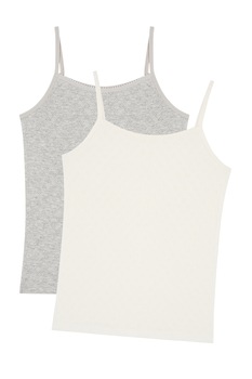 Penti, Set de topuri tricotate fin - 2 piese, Alb prafuit/Gri melange Penti, Set de topuri tricotate fin - 2 piese, Alb prafuit/Gri melange