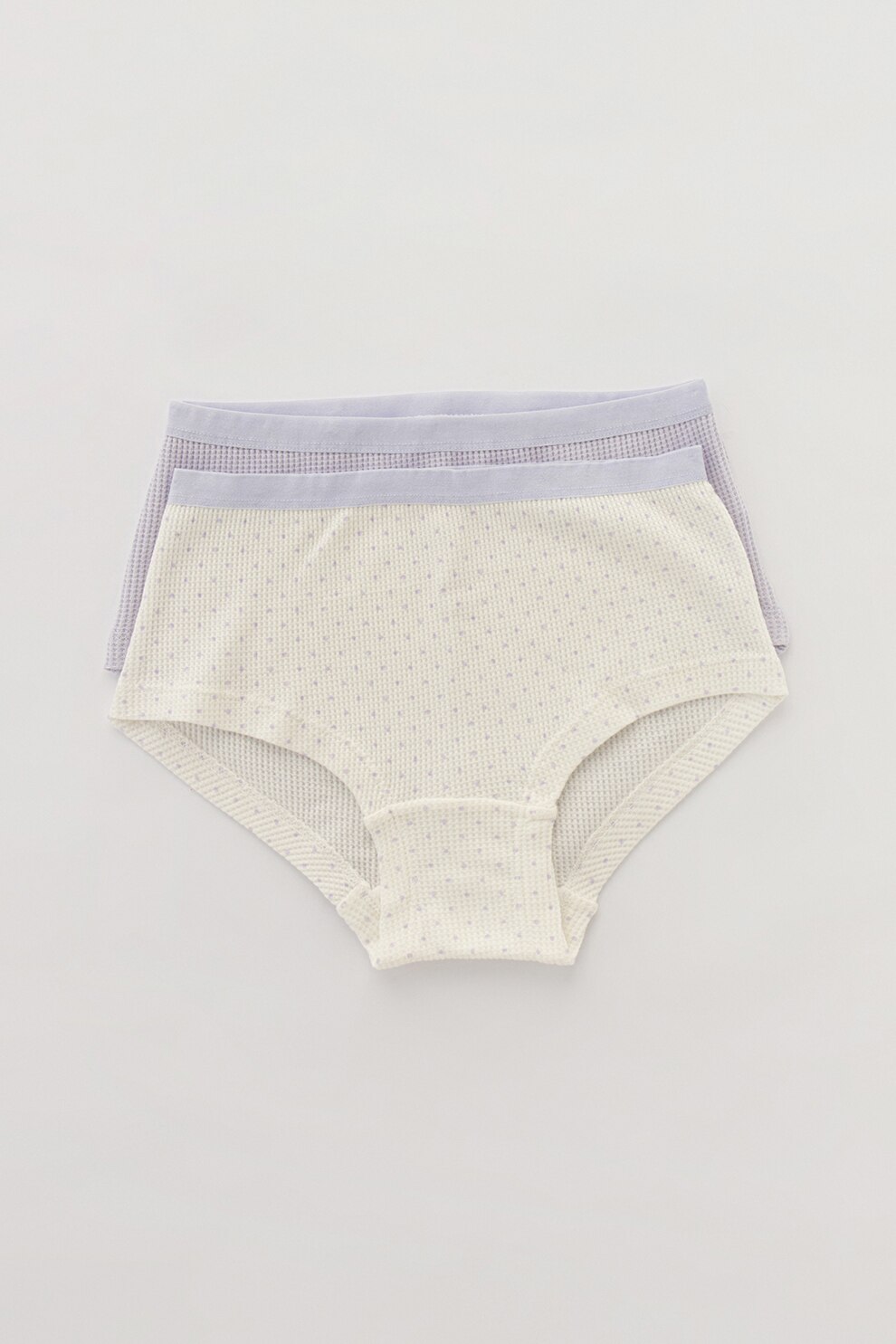 Penti, set de chiloti hipster uni si cu buline - 2 perechi, Alb prafuit/Lila