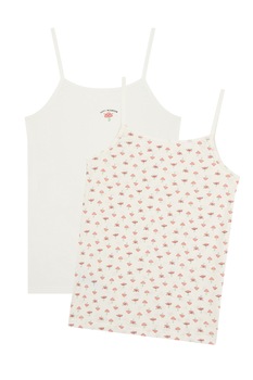 Penti, Set de topuri din bumbac cu ciuperci - 2 piese, Alb prafuit Penti, Set de topuri din bumbac cu ciuperci - 2 piese, Alb prafuit