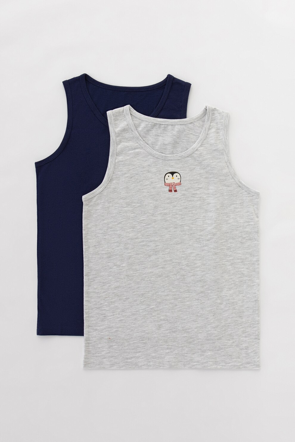 Penti, Set de topuri de jerseu - 2 piese, Bleumarin/Gri deschis melange