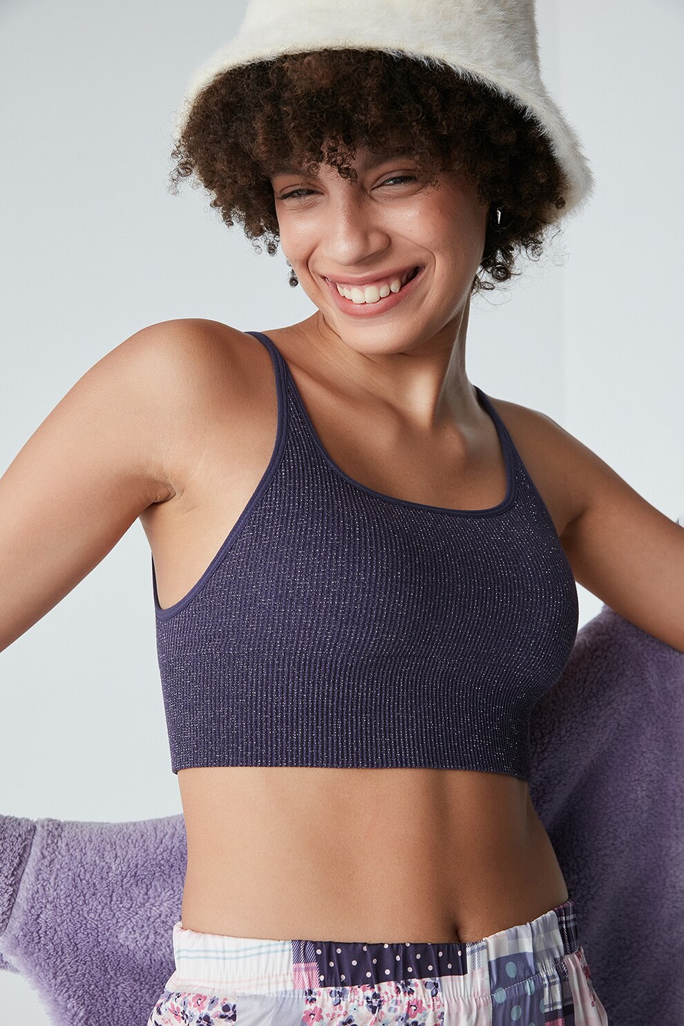 Penti, Top crop cu aspect stralucitor, Violet prafuit