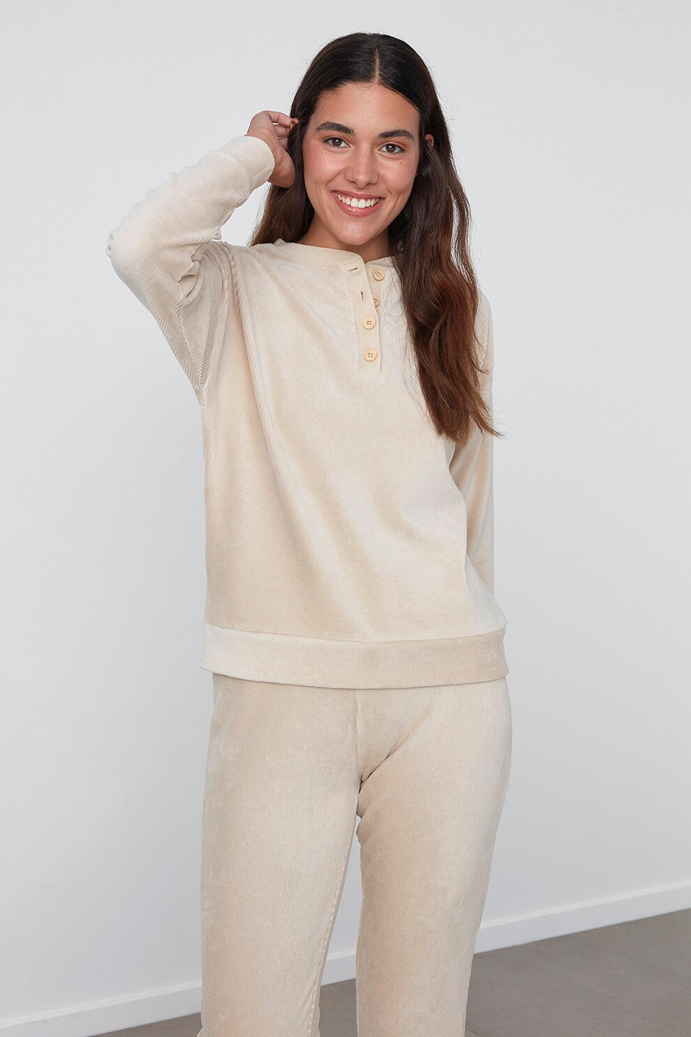 Penti, Pijama henley de reiat, Bej deschis