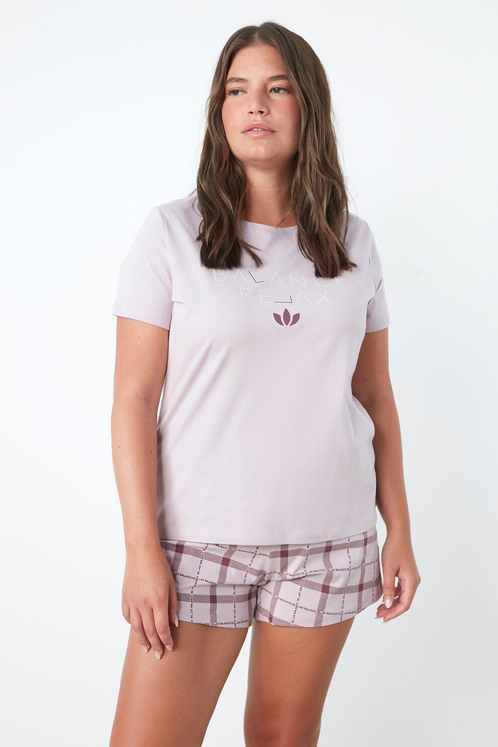 Penti, Pijama de bumbac cu maneci scurte, Lila