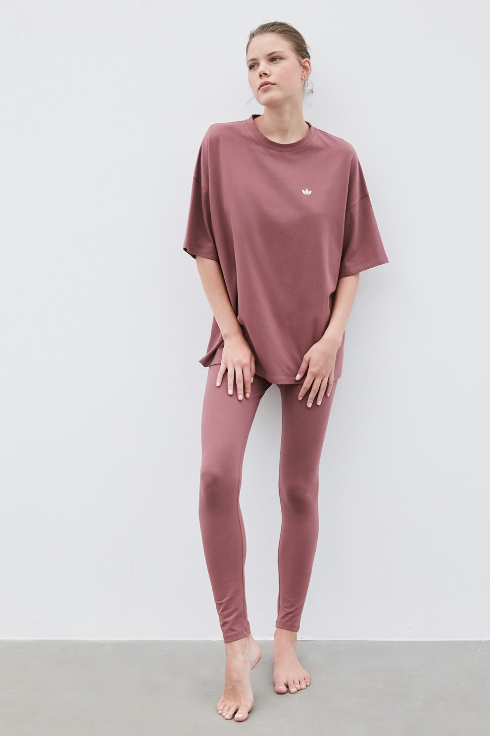 Penti, Set de tricou de casa si colanti, 2 piese, Violet pruna