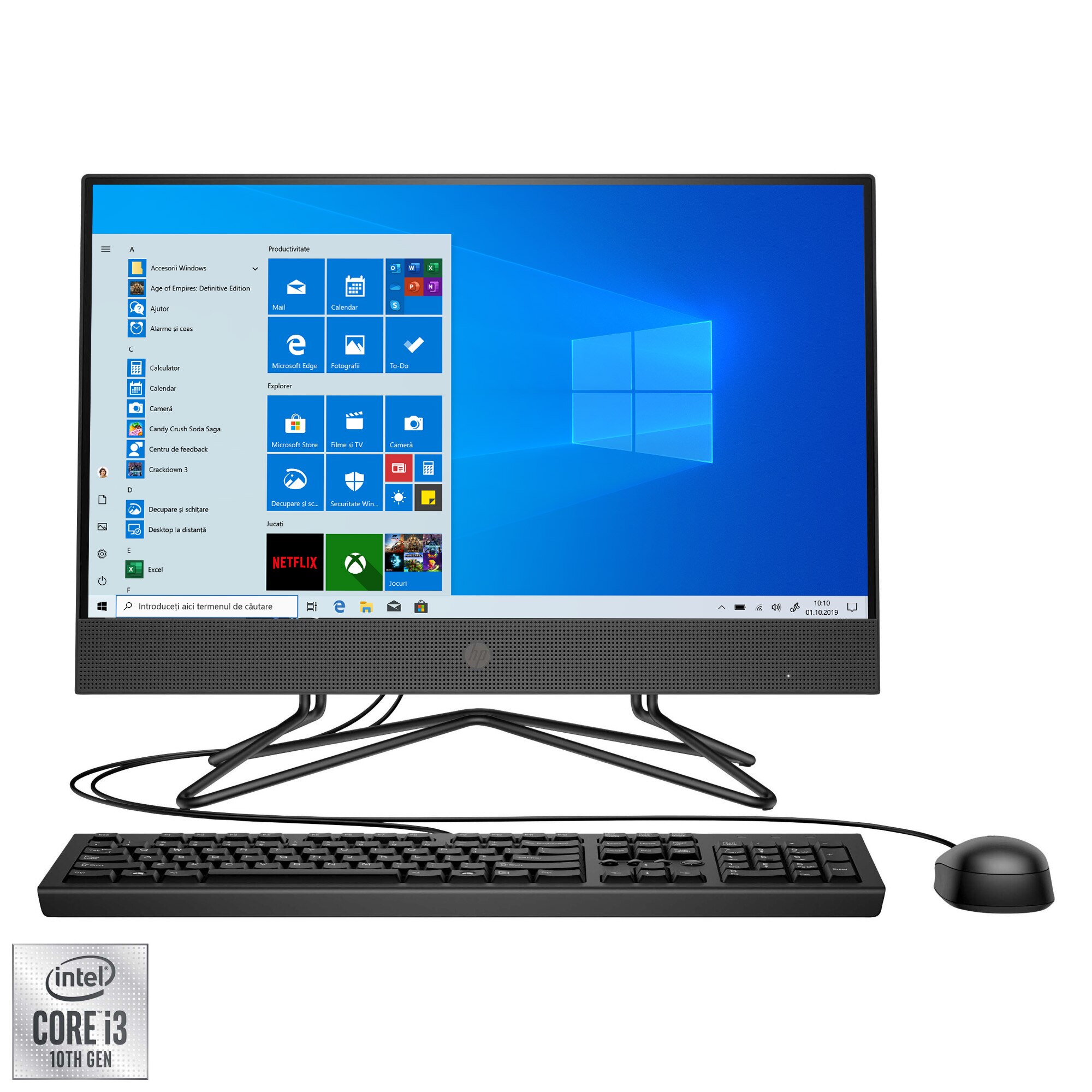 Sistem All-in-One HP 200 G4 cu procesor Intel® Core™ i3-10110U pana la 4.10 GHz, Comet Lake, 21.5