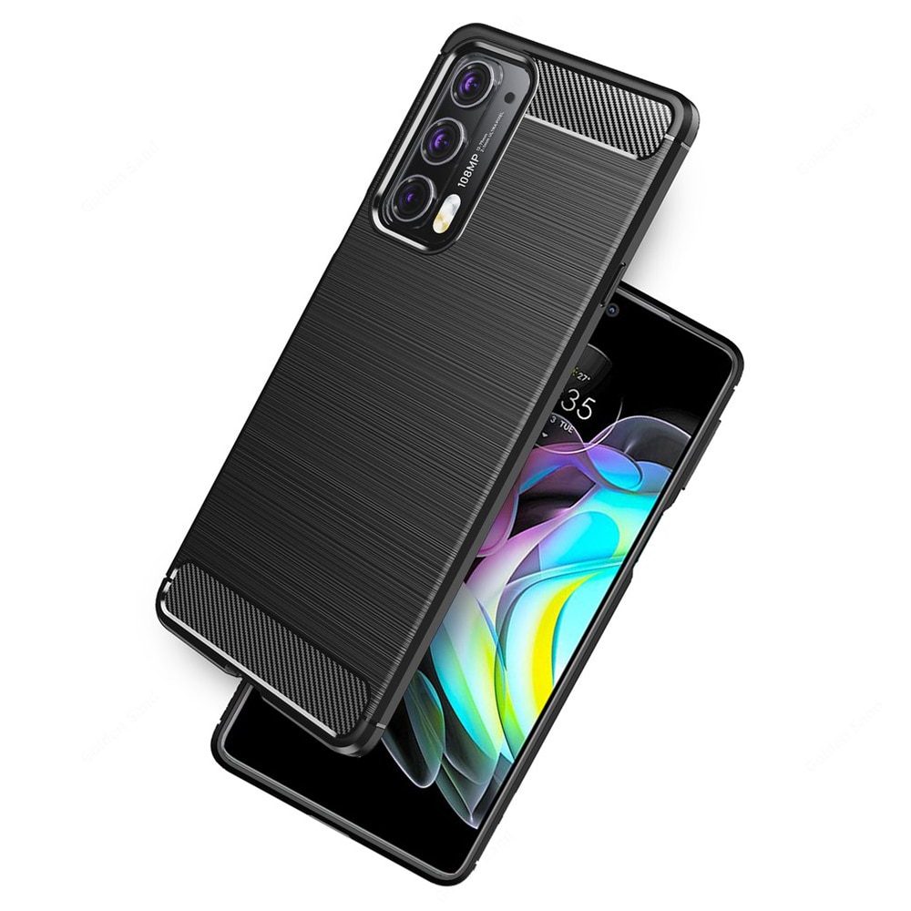 Husa Carbon Resistance pentru Motorola Edge 20 5G, Fiber Design, Anti-Soc, Negru Titan