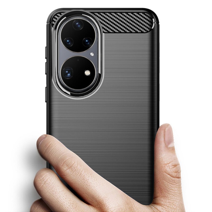 Husa de protectie pentru Huawei P50 Pro, insertii carbon, Negru, KOF-BBL3659