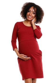 Rochie gravide, maneca 3/4, bumbac, visinie Rochie gravide, maneca 3/4, bumbac, visinie